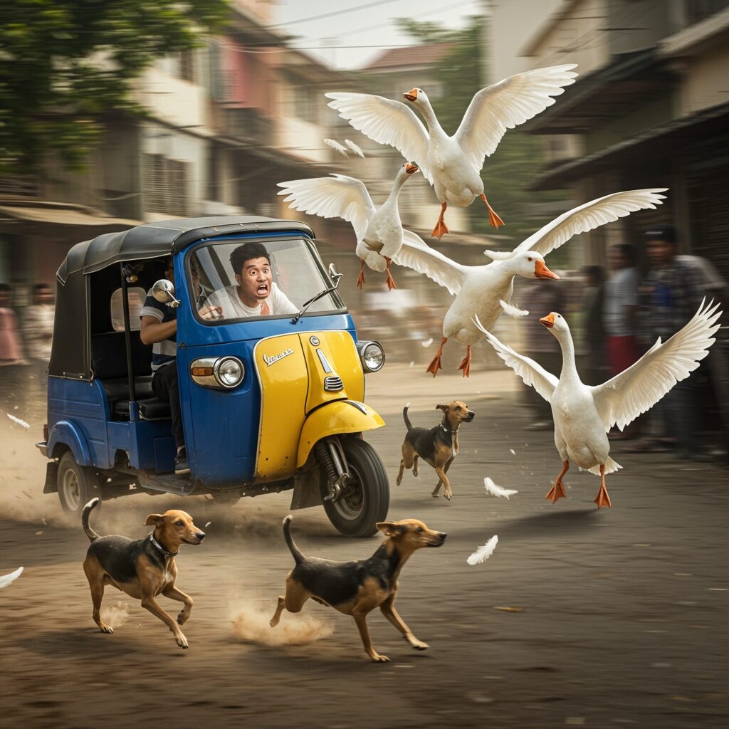 Poursuite haletante en tuk-tuk au cœur d’une ruelle animée