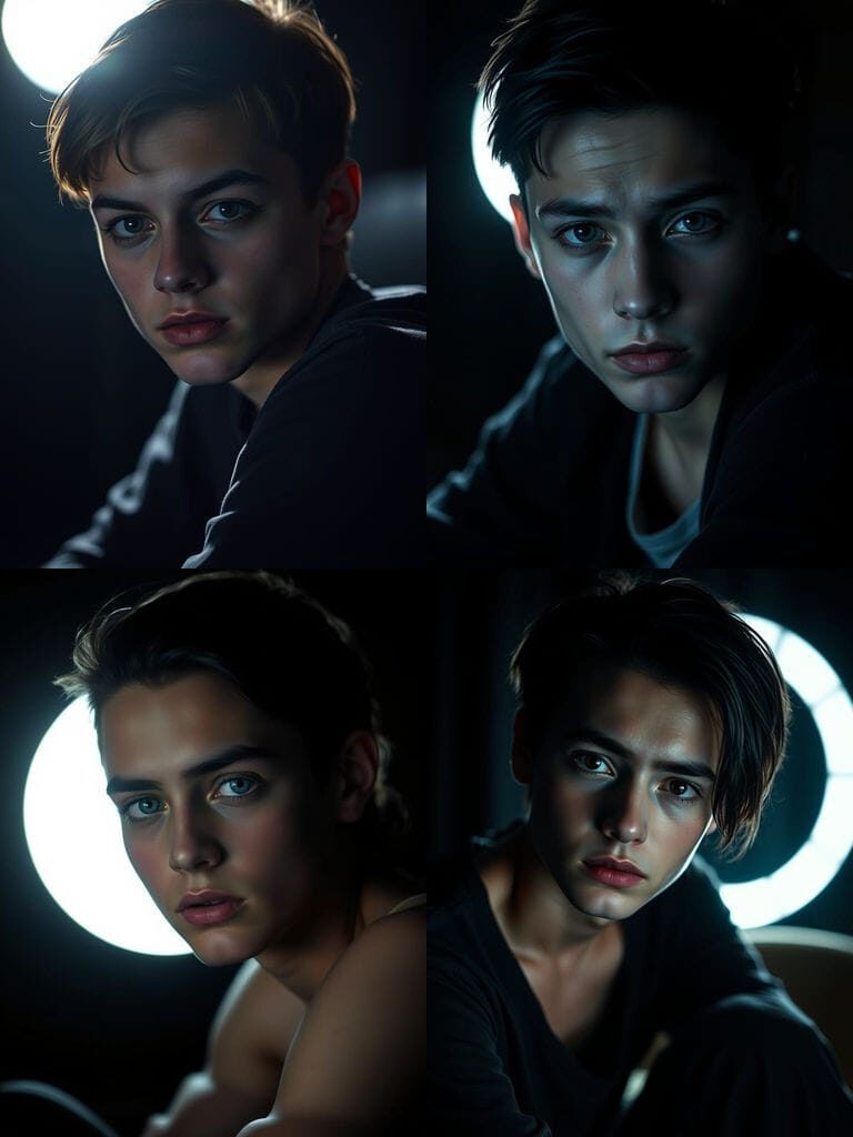 Portrait artistique en contre-jour avec ambiance mélancolique