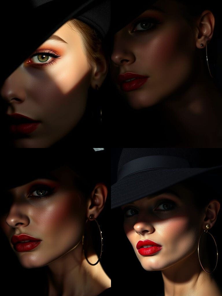 Portrait glamour dramatique d’une femme mystérieuse