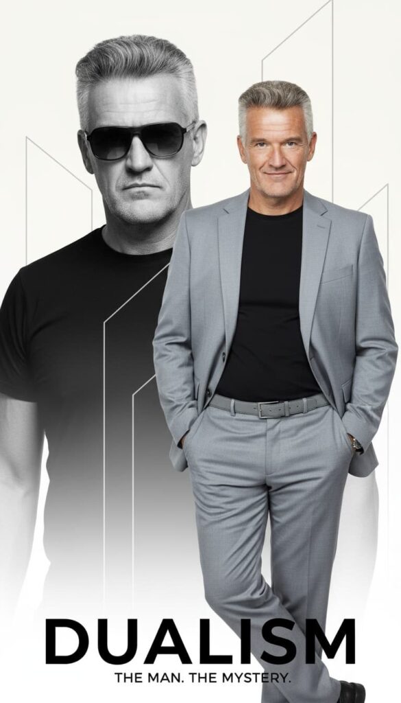 Dualité moderne d’un homme stylé en poster contemporain