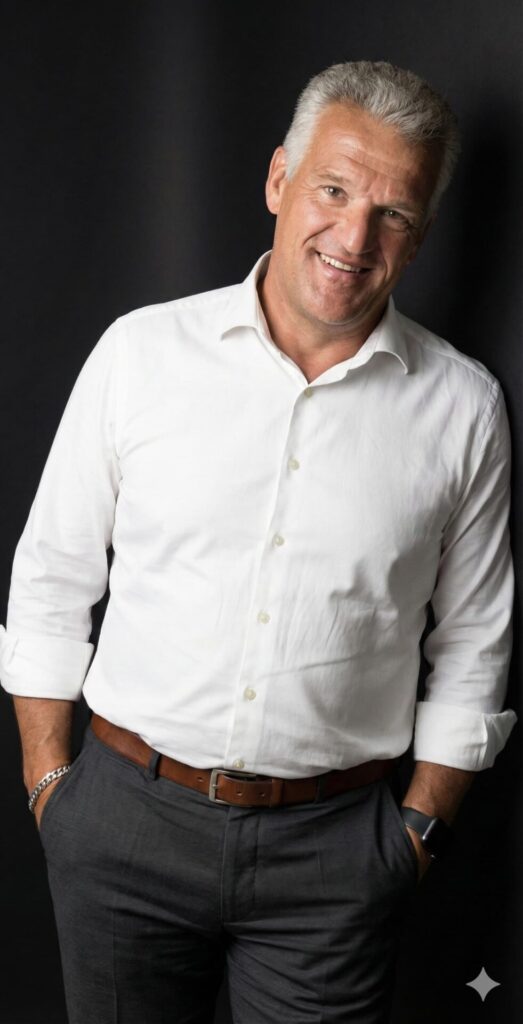 Portrait professionnel d’homme souriant en studio haute définition