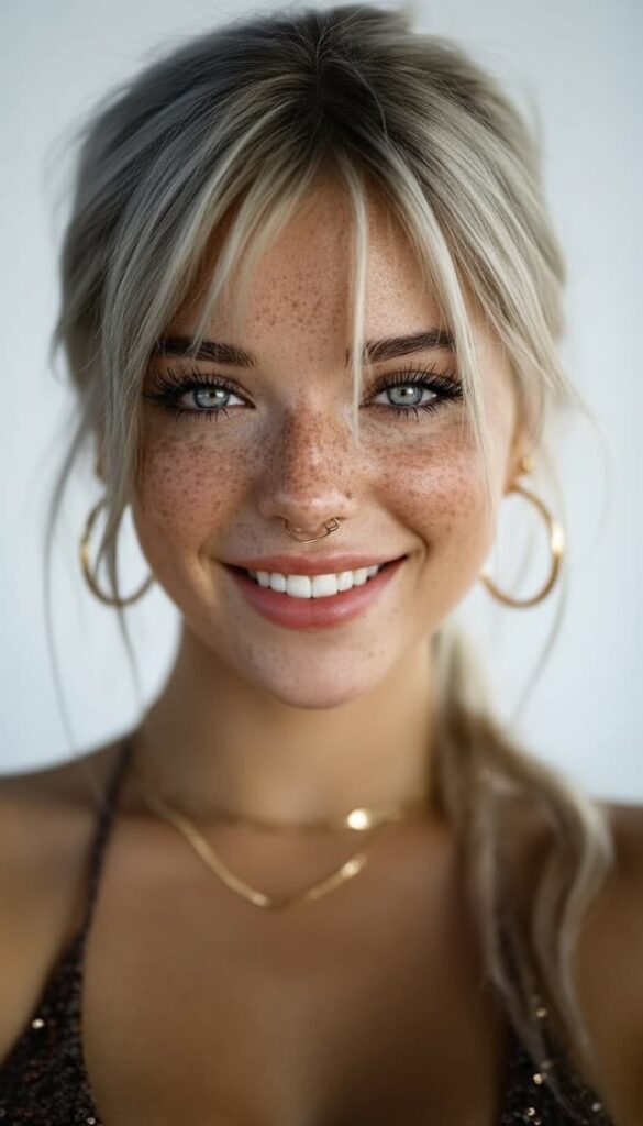 Portrait ultra chic en gros plan, style selfie mode pour couverture Vogue